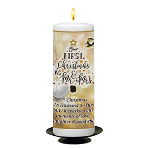 Personalsied Christmas Candle Gift - Baby Bear Decorating Your First Xmas